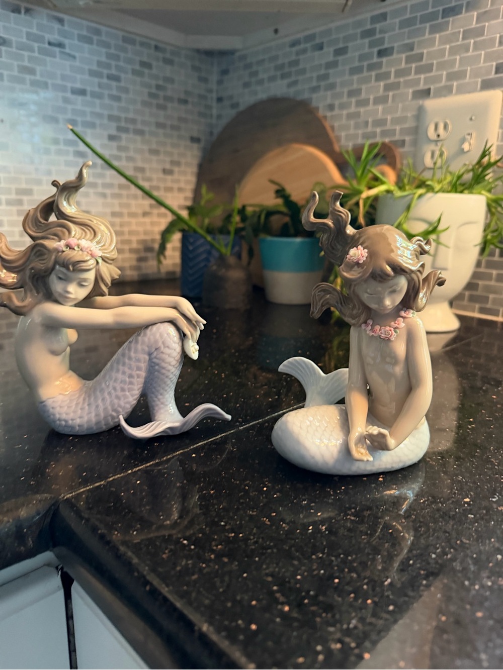 Pair Retired Lladró Porcelain Mermaid Figurines - José Puche